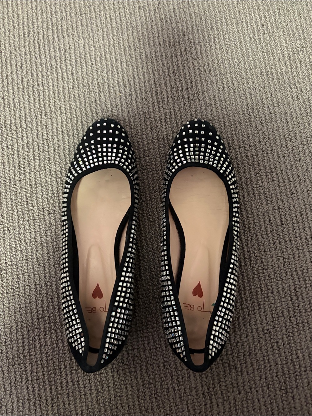 Embellished Black Studded Ballet Flats